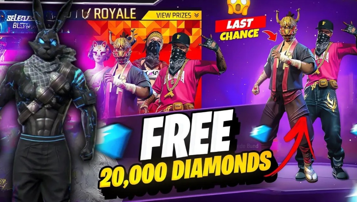Free 20000 Diamonds in Free Fire ID 2025 बिना पैसे खर्च किए रिवॉर्ड्स पायें
