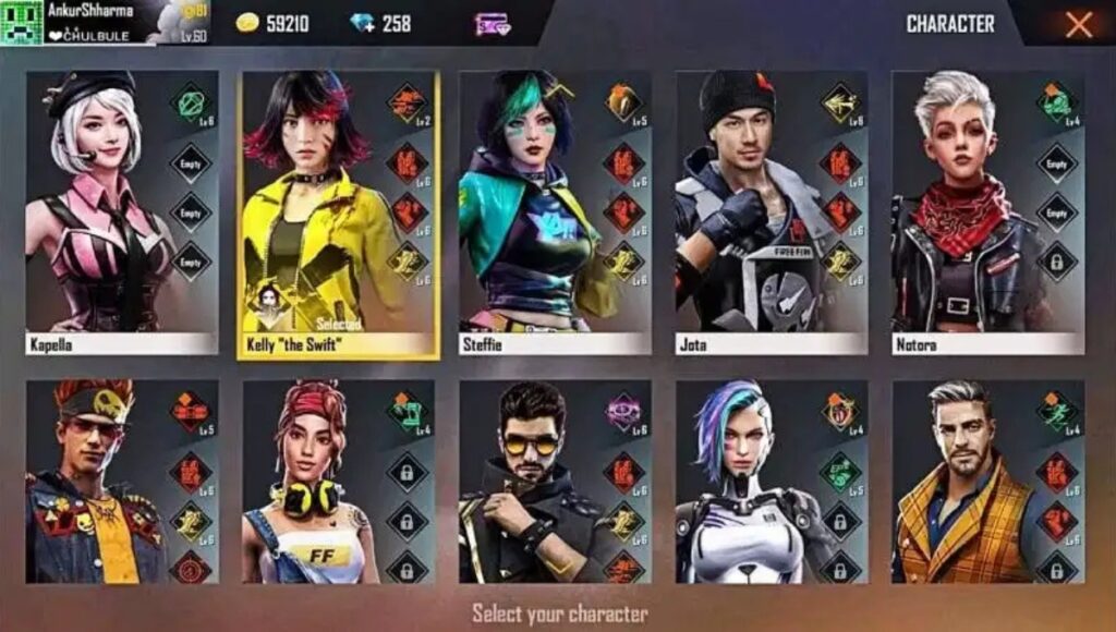 Free Fire Character Combination