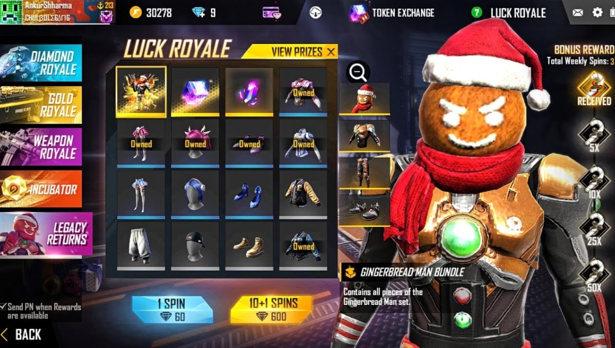 Free Fire Gingerbread Man Bundle