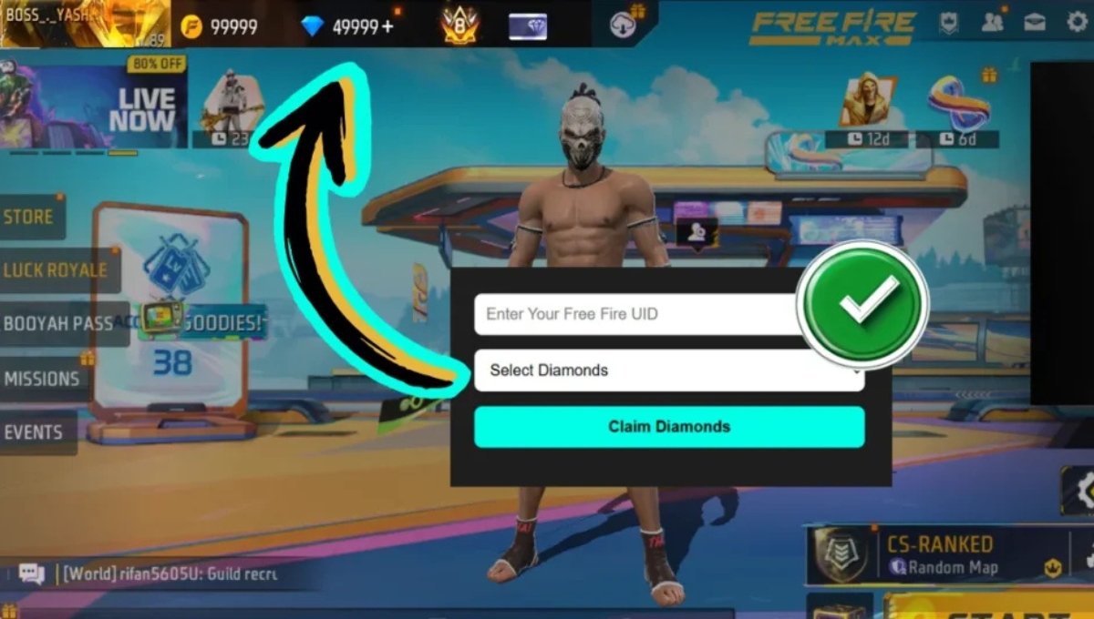 Free Fire 10000 Diamond Tricks